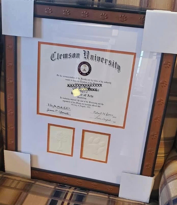 Clemson University Diploma frames