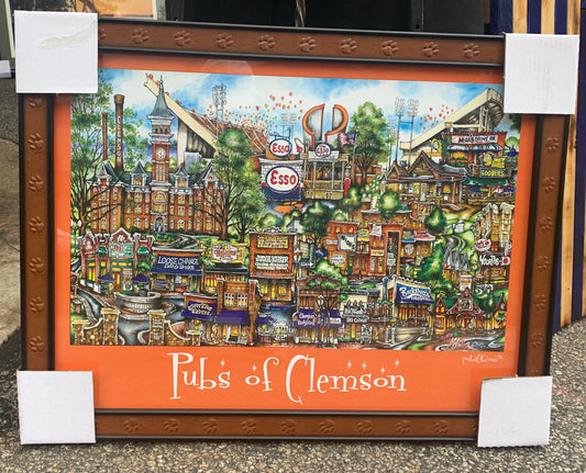 Pubs of Clemson -  Tiger Paw Frame with orange background